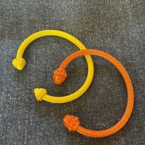 Orange and Yellow Cable Bracelets, designer inspired.